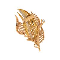 BICOLOR GOLD AND DIAMOND BROOCH