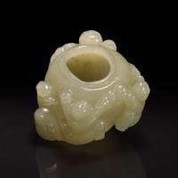 A Chinese carved creamy-white jade "Boys" coupe 白玉童子水盂 19th century or later ???????