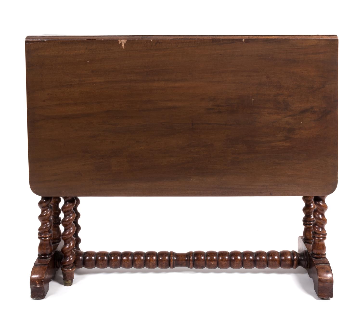 A Jacobean Style Mahogany Drop Leaf Trestle Table — 20TH CENTURY