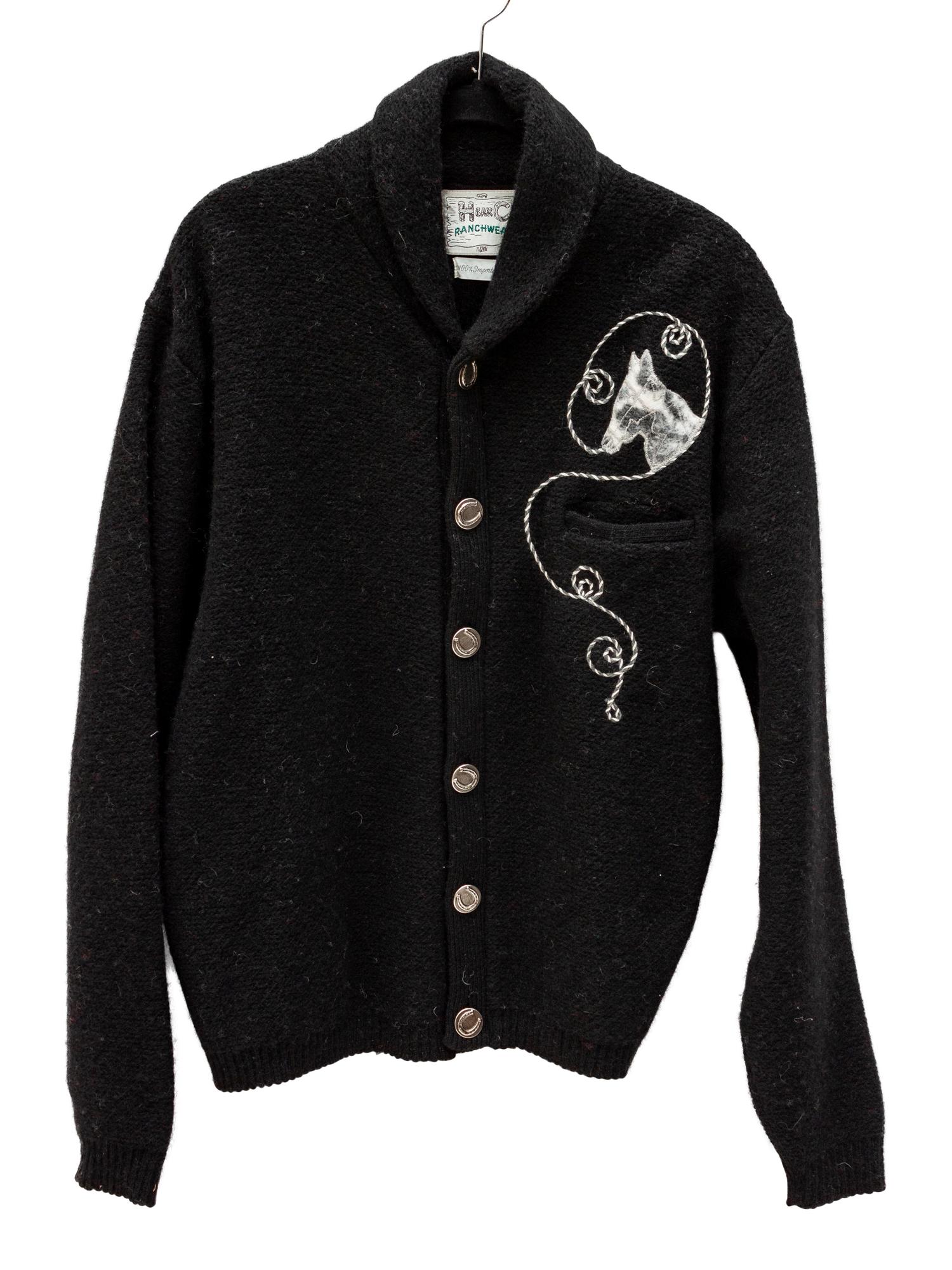 Five H Bar C Bronc-Shawl Wool Sweaters with horse and rope embellishments