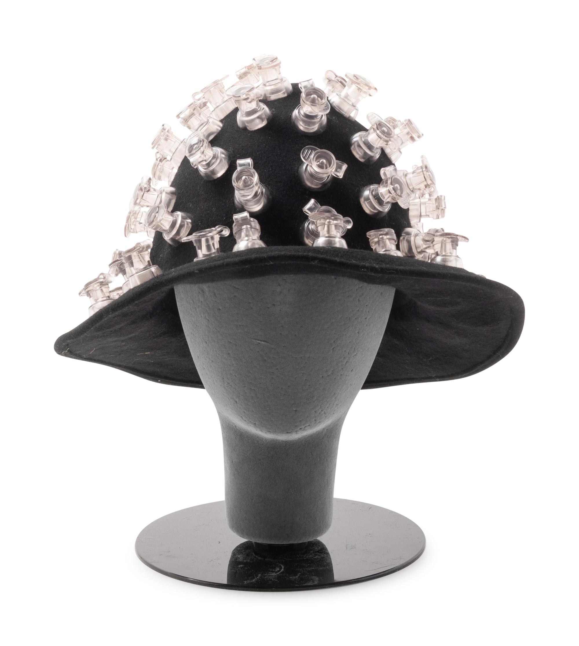 Black Issey Miyake Felt Hat with Inflation Valves, 1990s