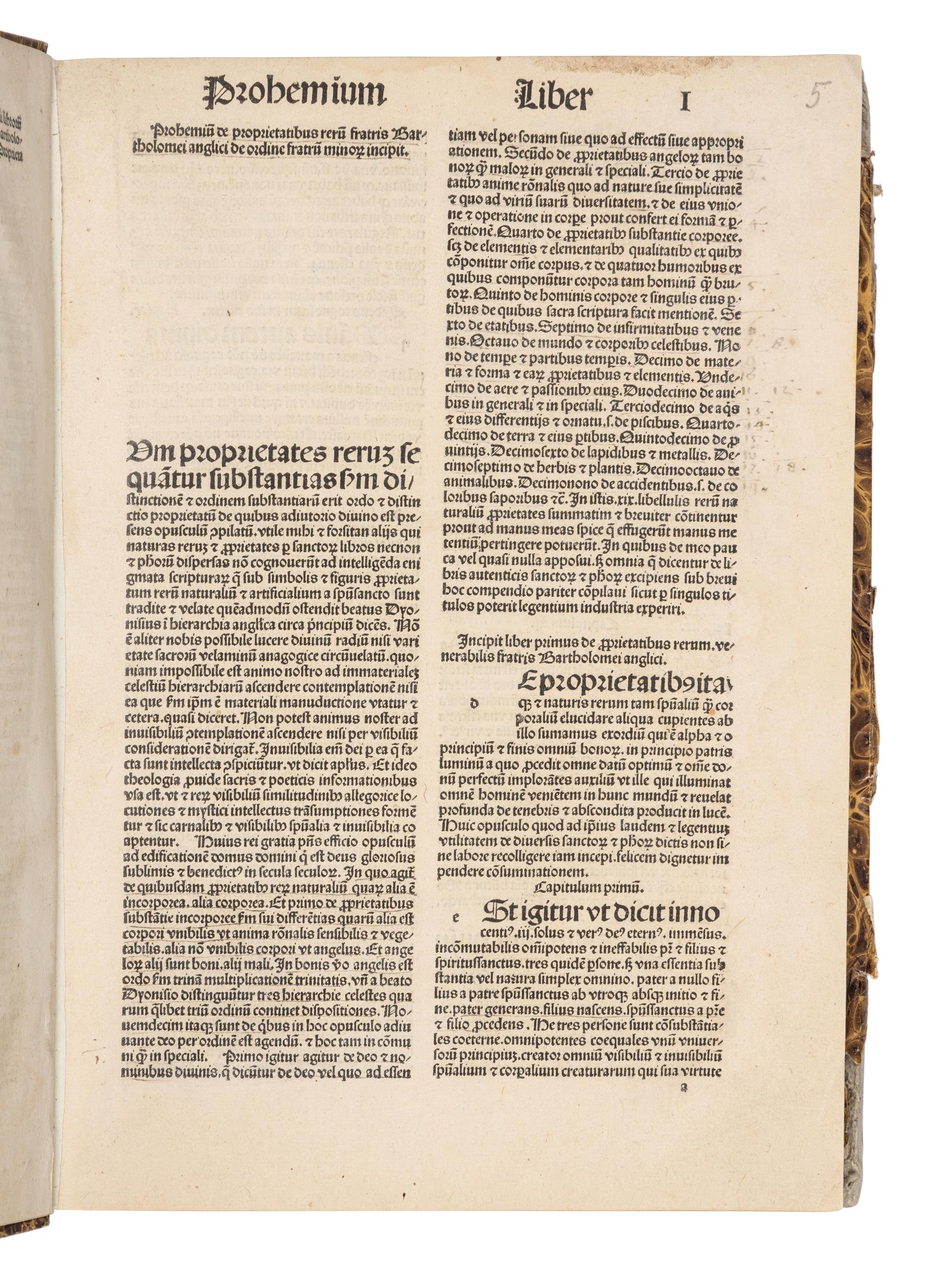 BARTHOLOMAEUS ANGLICUS (ca 1203-1272). De Proprietatibus rerum . Nuremberg : Anton Koberger, 20 June 1492.