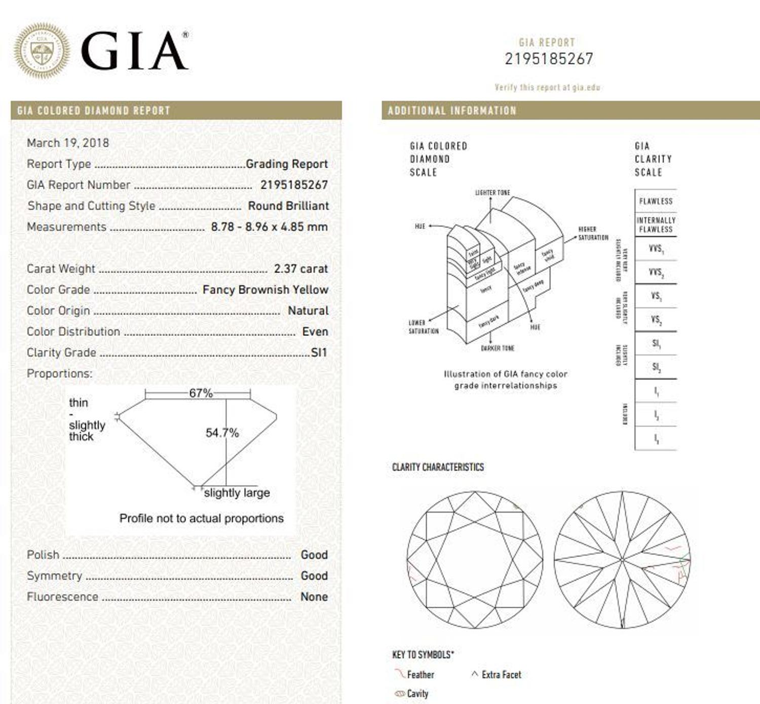 An 18 Karat Bicolor Gold, Fancy Brownish Yellow Diamond and Diamond Ring, 3.30 dwts.