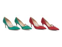 Two Pairs of Manolo Blahnik Satin Heels and Two Matching Clutches