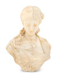 An Carved Marble Bust of Sarah Siddons, with Pedestal