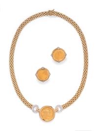 YELLOW GOLD, COIN AND DIAMOND SET