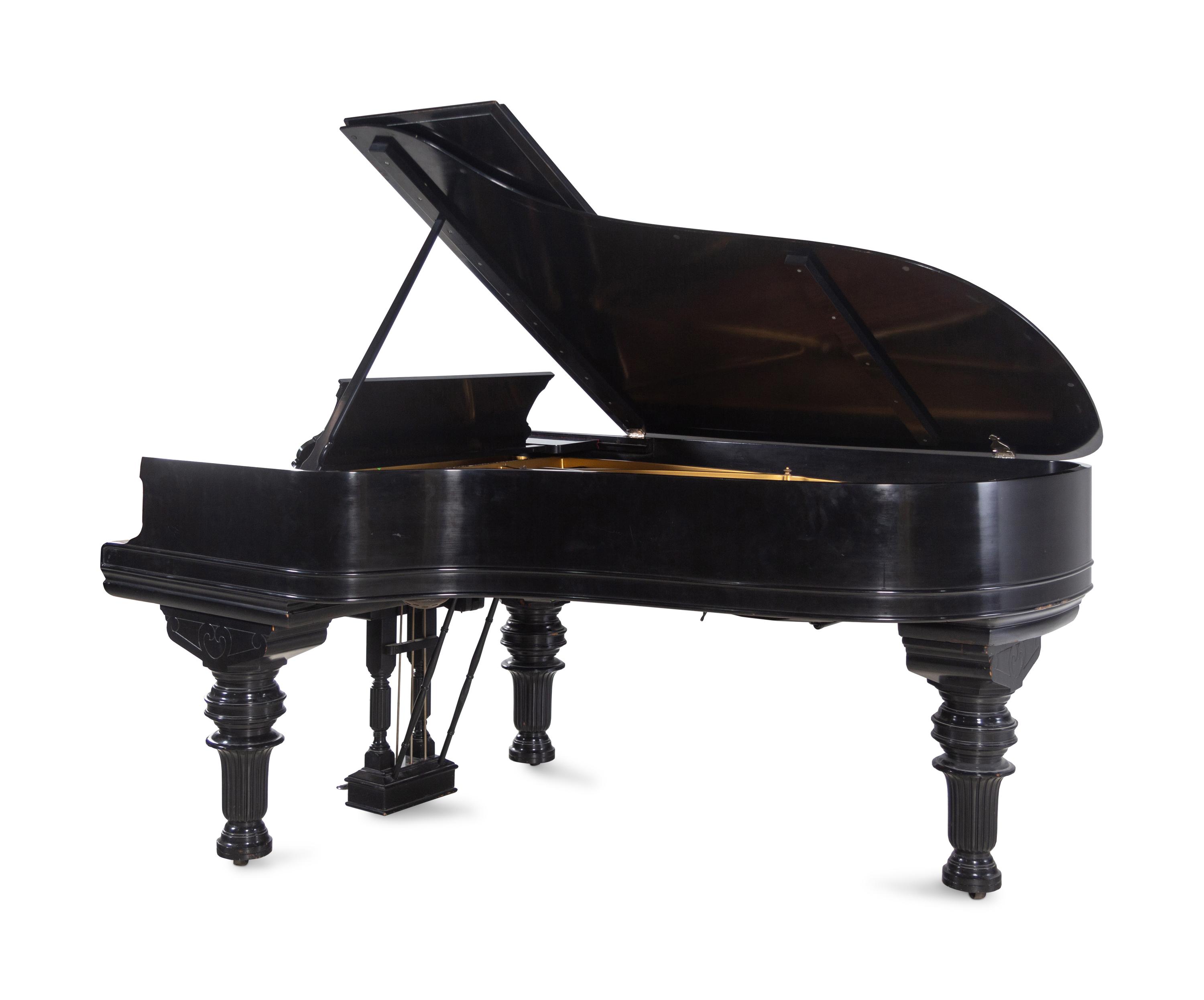 A Steinway and Sons Ebonized Concert Grand Piano