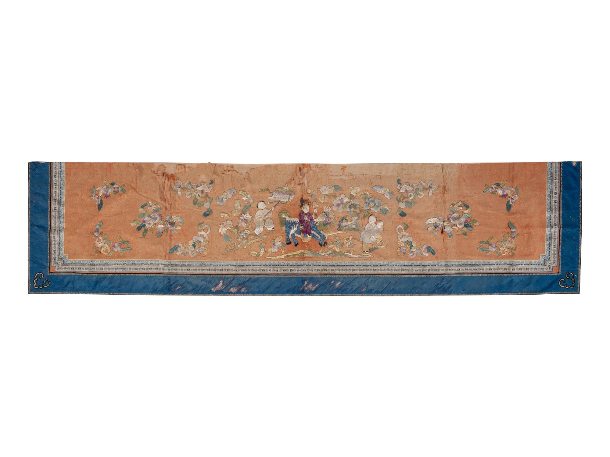 Three Chinese Embroidered Silk Panels