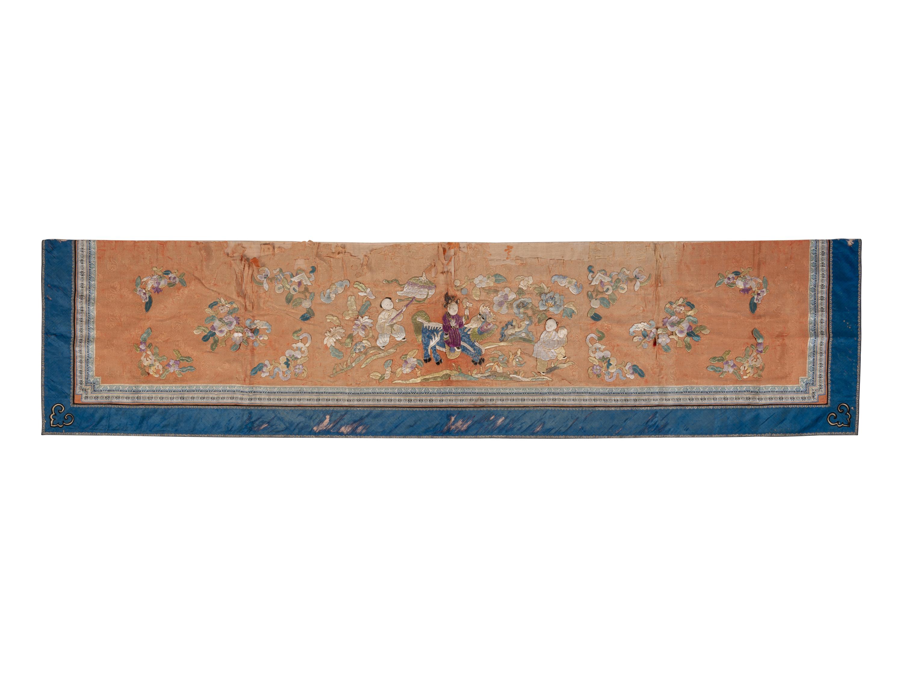 Three Chinese Embroidered Silk Panels