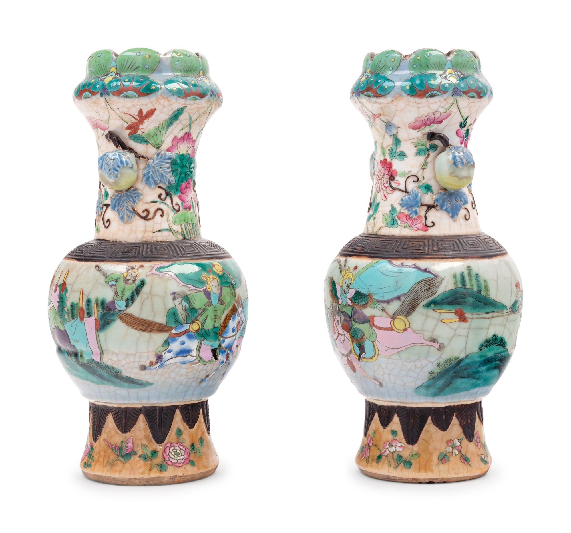 A Pair of Chinese Iron Decorated Famille Rose Porcelain Vases