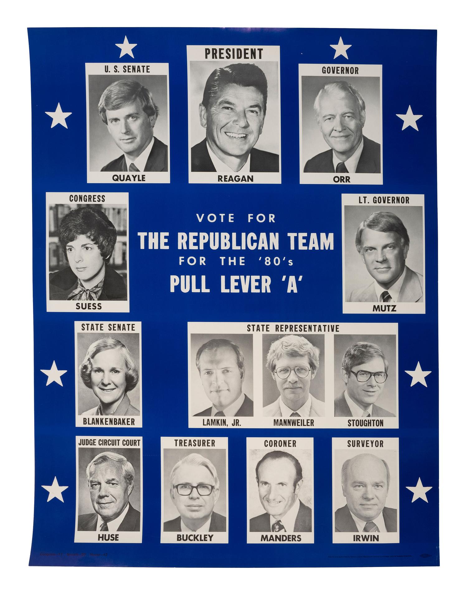 [REPUBLICAN PARTY]. A group of 7 campaign posters incl. REAGAN, HOOVER, GOLDWATER, and others.