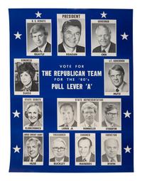 [REPUBLICAN PARTY]. A group of 7 campaign posters incl. REAGAN, HOOVER, GOLDWATER, and others.