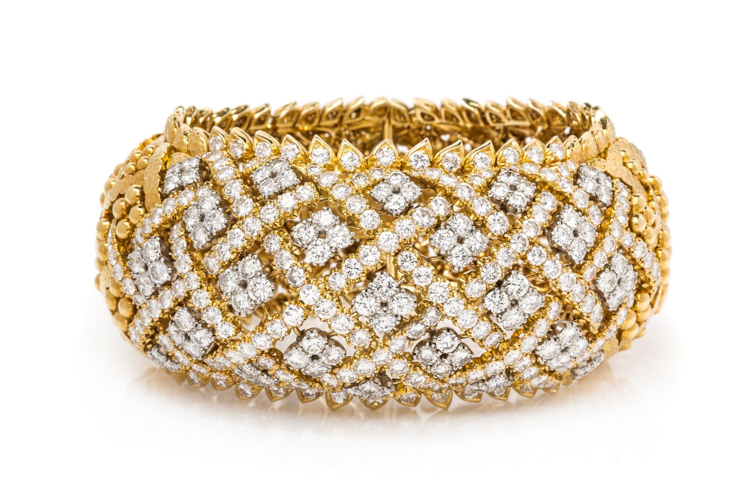 An Important 18 Karat Yellow Gold, Platinum and Diamond Bracelet, David Webb, 139.20 dwts.