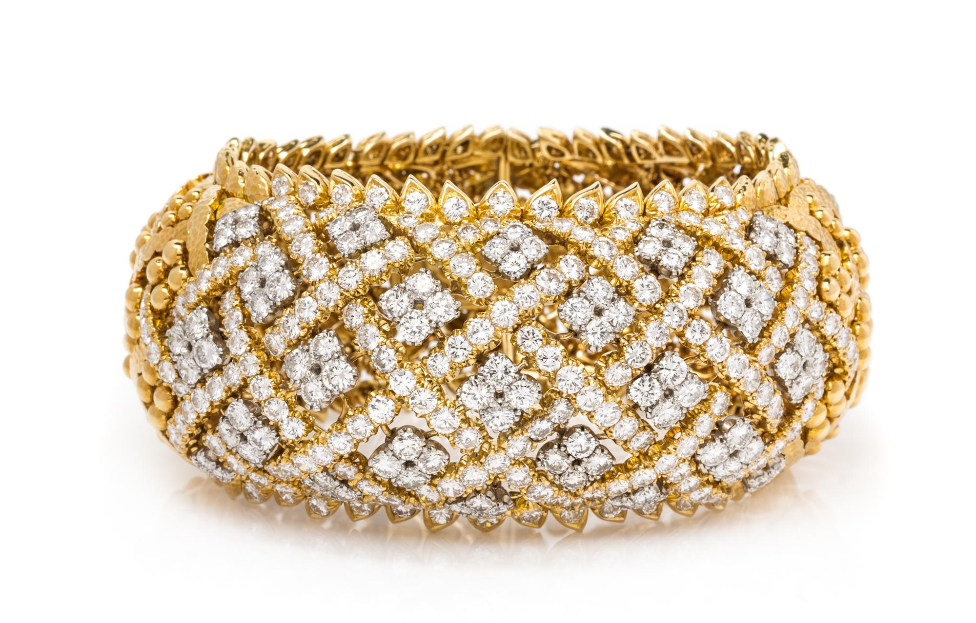 An Important 18 Karat Yellow Gold, Platinum and Diamond Bracelet, David Webb, 139.20 dwts.