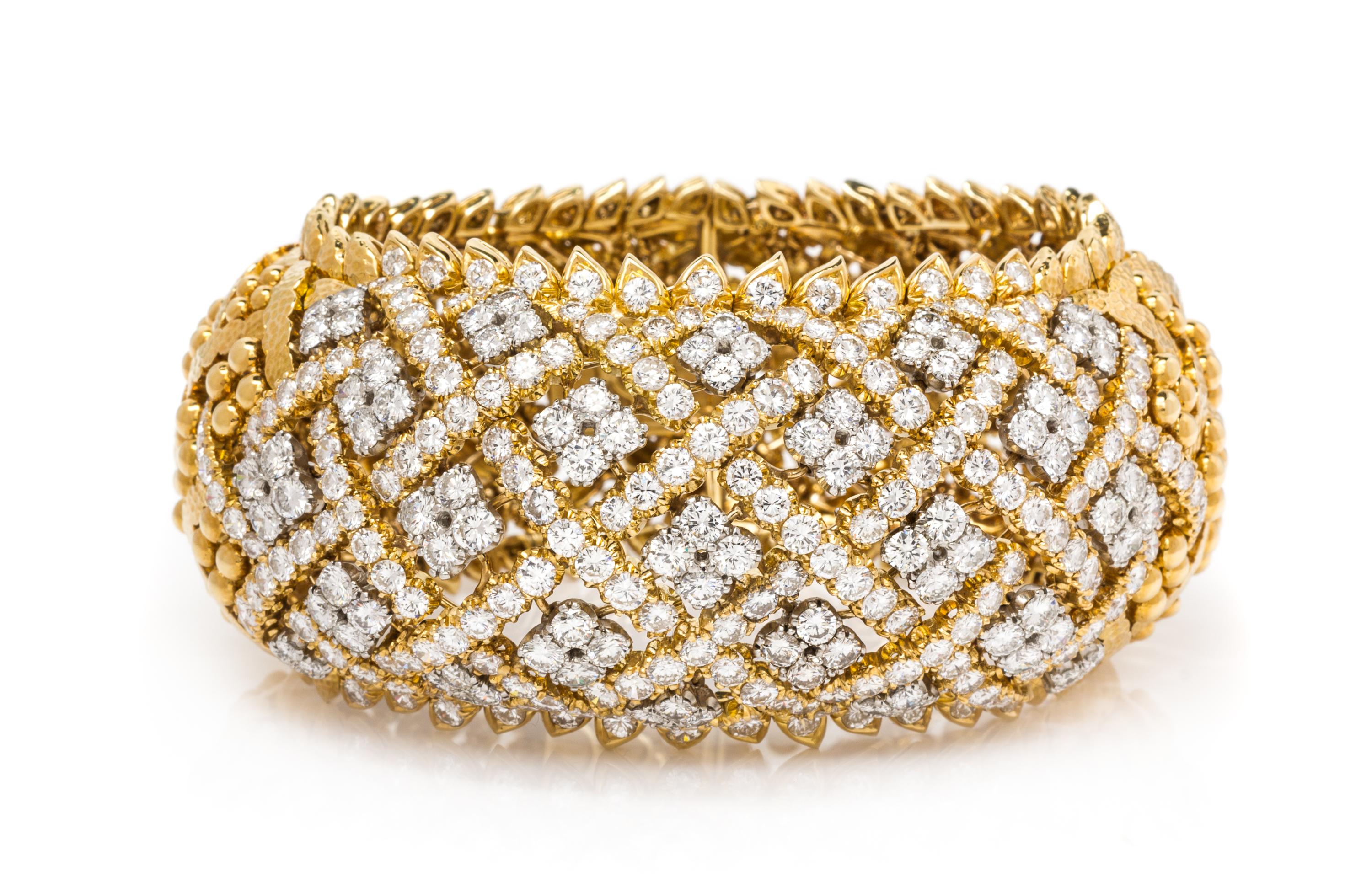 An Important 18 Karat Yellow Gold, Platinum and Diamond Bracelet, David Webb, 139.20 dwts.