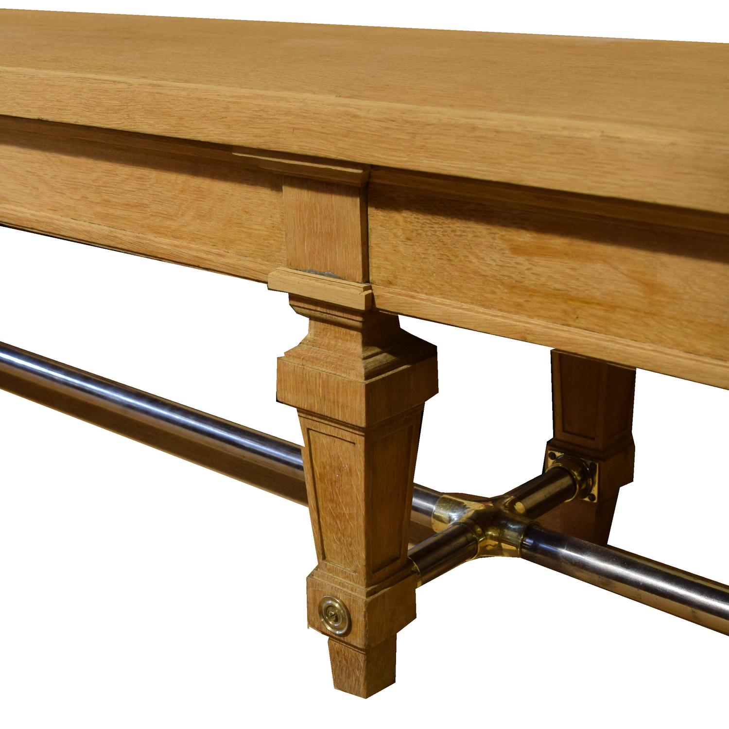 An Oak Bench from the Bank of France 117.5" W x 17.5" D x 17.5 "H — France, 20th Century