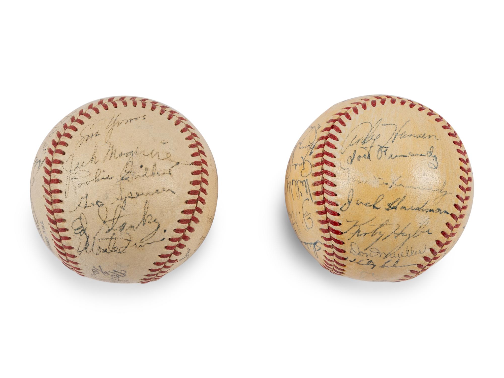 A Group of Two 1950 New York Giants Team Signed Autograph Baseballs