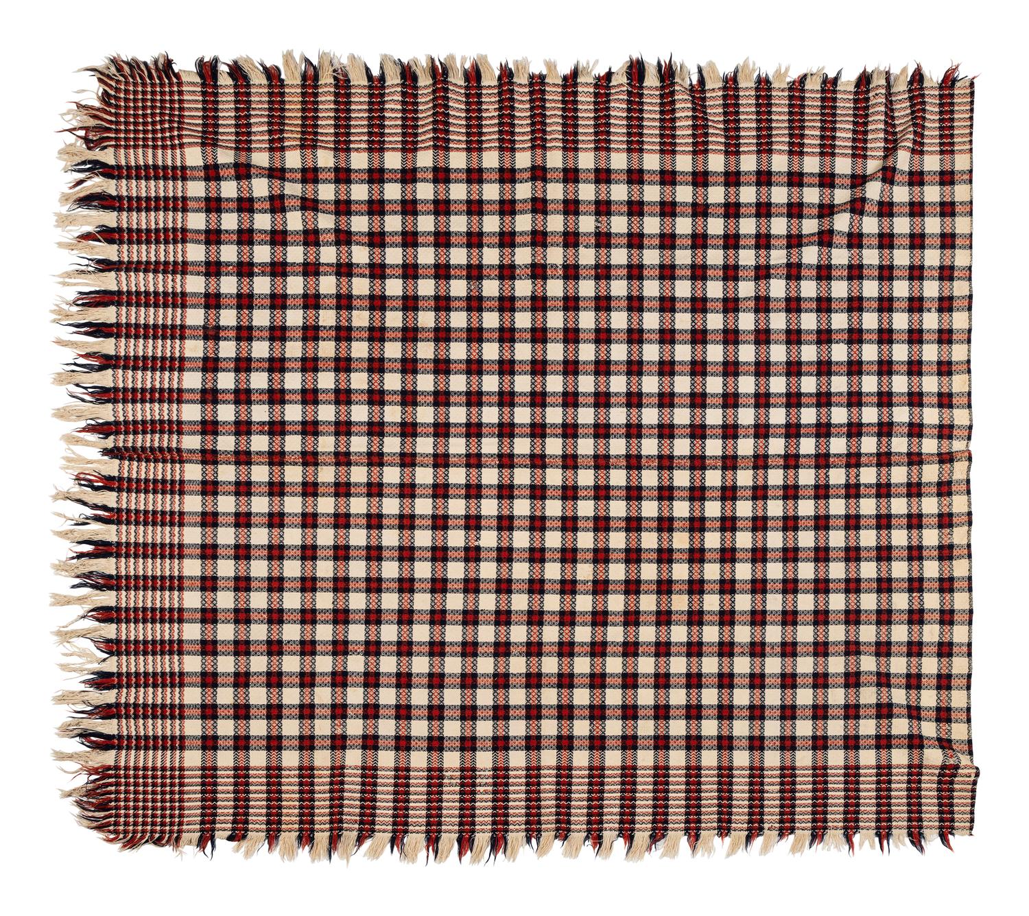 Two Jacquard Woven Wool and Cotton Coverlets