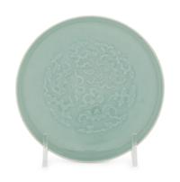 A Celadon Glazed Porcelain Ink Palette 乾隆款 粉青釉福祿萬代紋筆舔