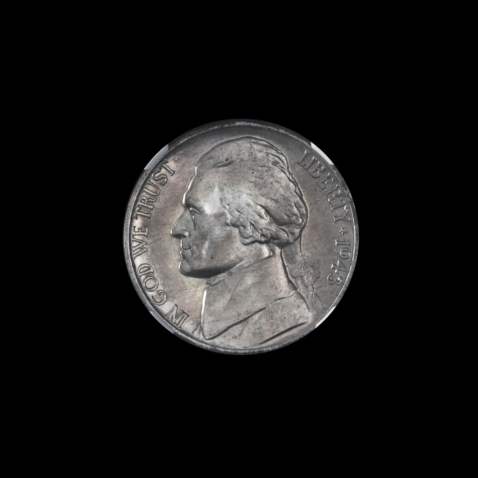 A United States 1943-D Jefferson 5c Six Full Step Coin — NGC GRADED MS68 6FS
