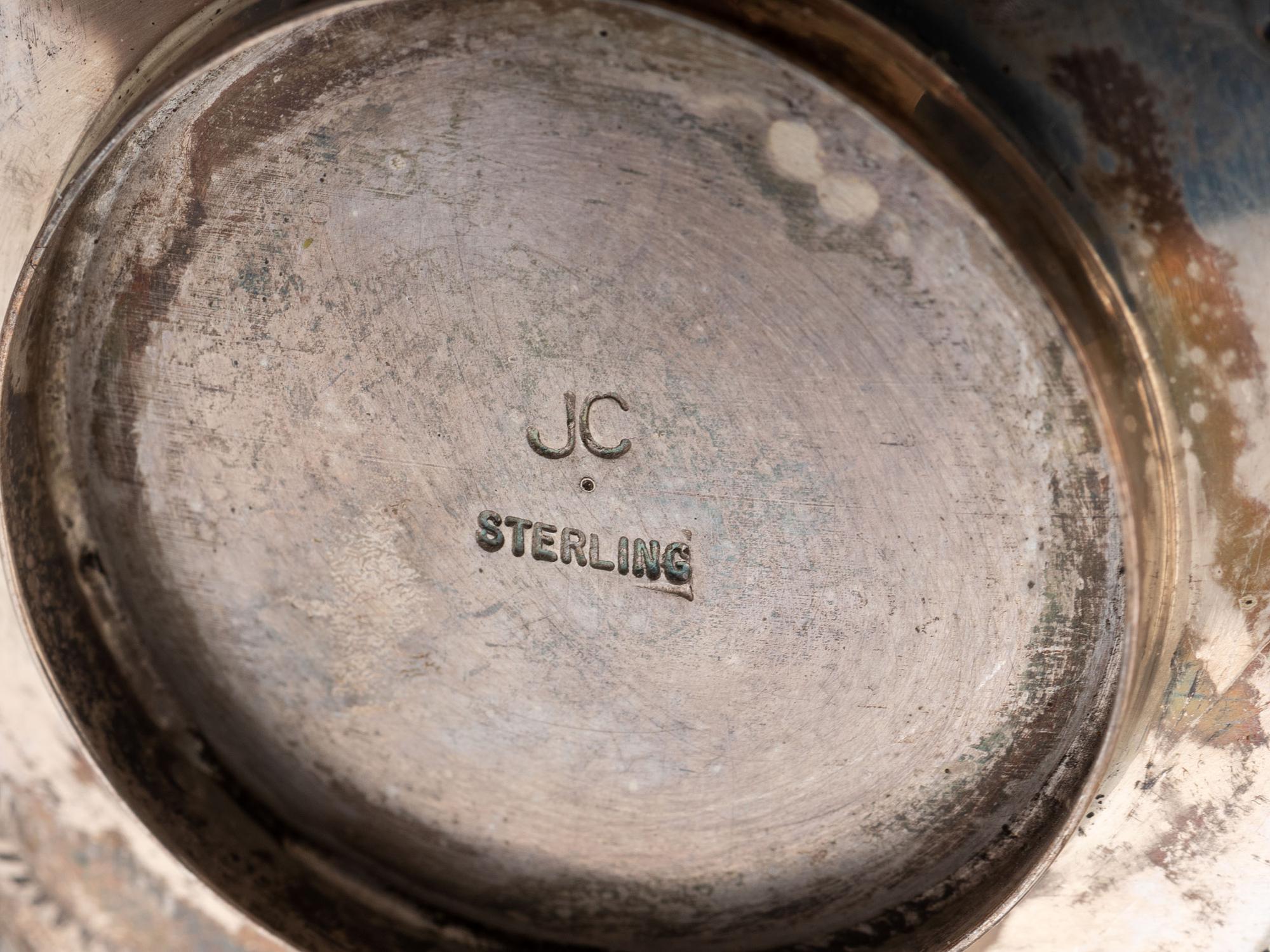 Navajo Stamped Silver Salt Jars AND Spoons