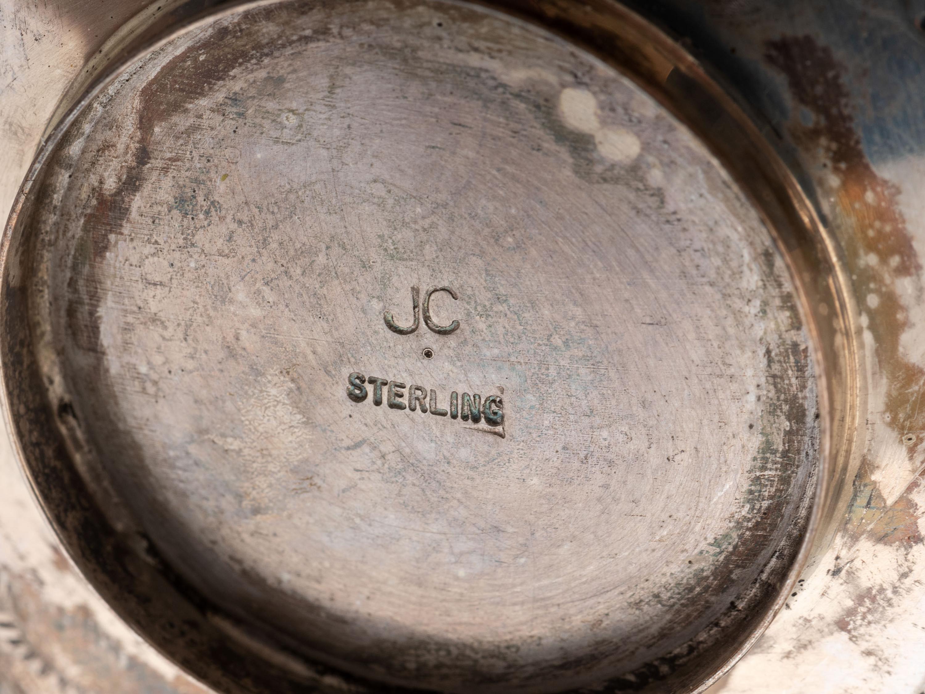 Navajo Stamped Silver Salt Jars AND Spoons