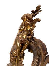 A Pair of Continental Gilt Bronze Figural Chenets