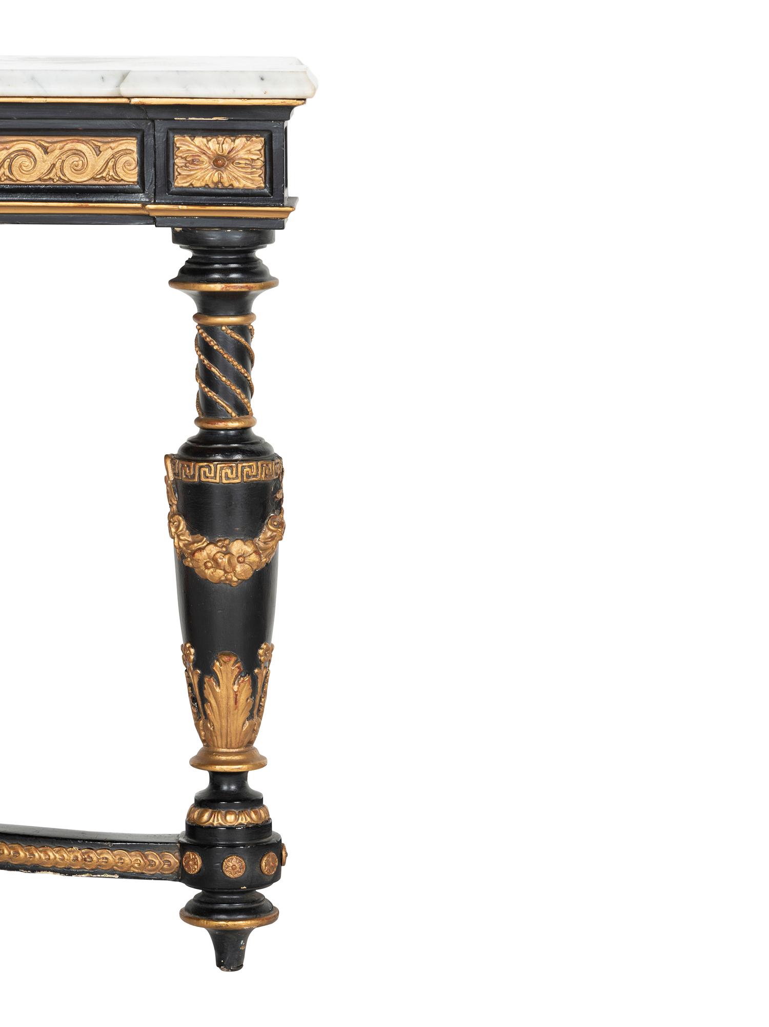 A Louis XVI Style Marble Top Console Table
