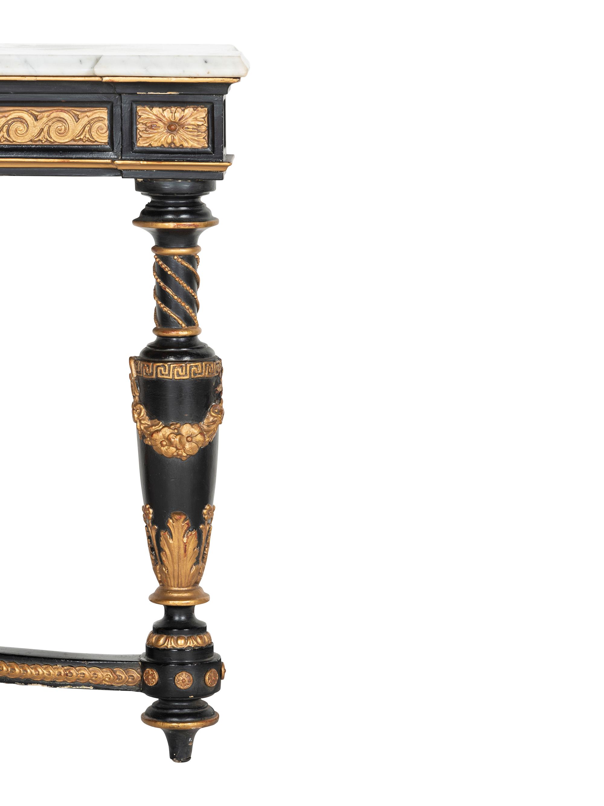 A Louis XVI Style Marble Top Console Table