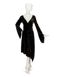 Donna Karan, Velvet Bias-Cut Wrap Dress, Original Sample