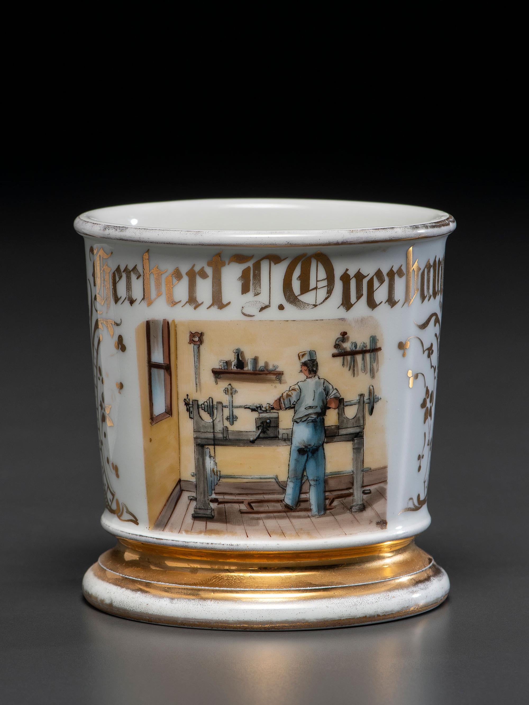 A Machinist's Porcelain Occupational Shaving Mug