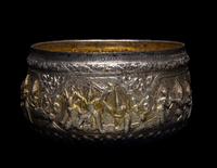 A Burmese Silver-Gilt Repoussé Bowl