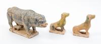 Three Tang Style Pottery Articles Width of largest 10 inches.