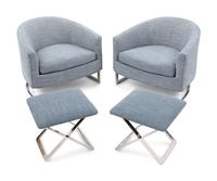 A Pair of Milo Baughman Barrel Chairs