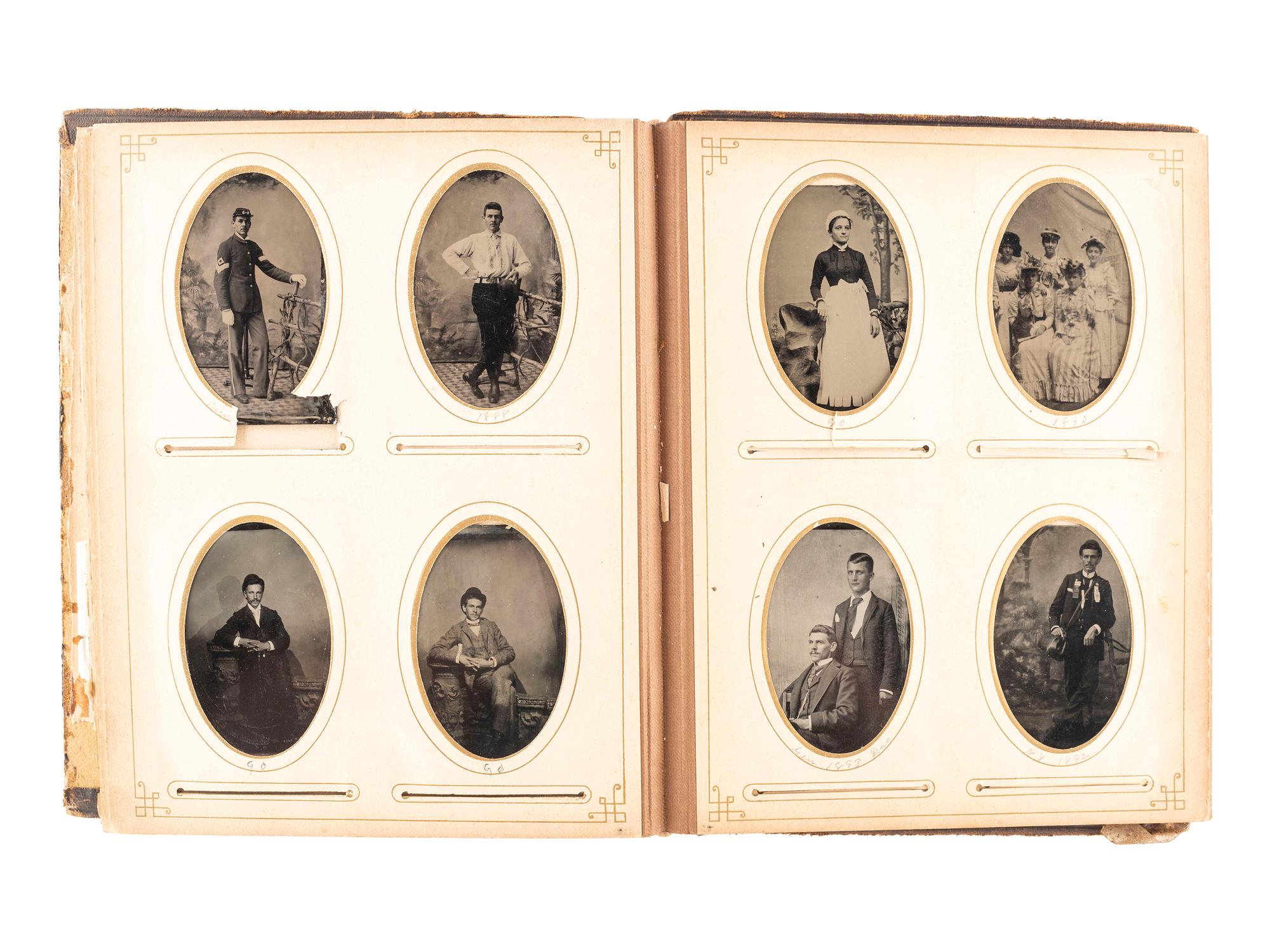 [EARLY PHOTOGRAPHY]. A collection of over 200 19th century photographs, incl. tintype of Indian Wars-era soldier.