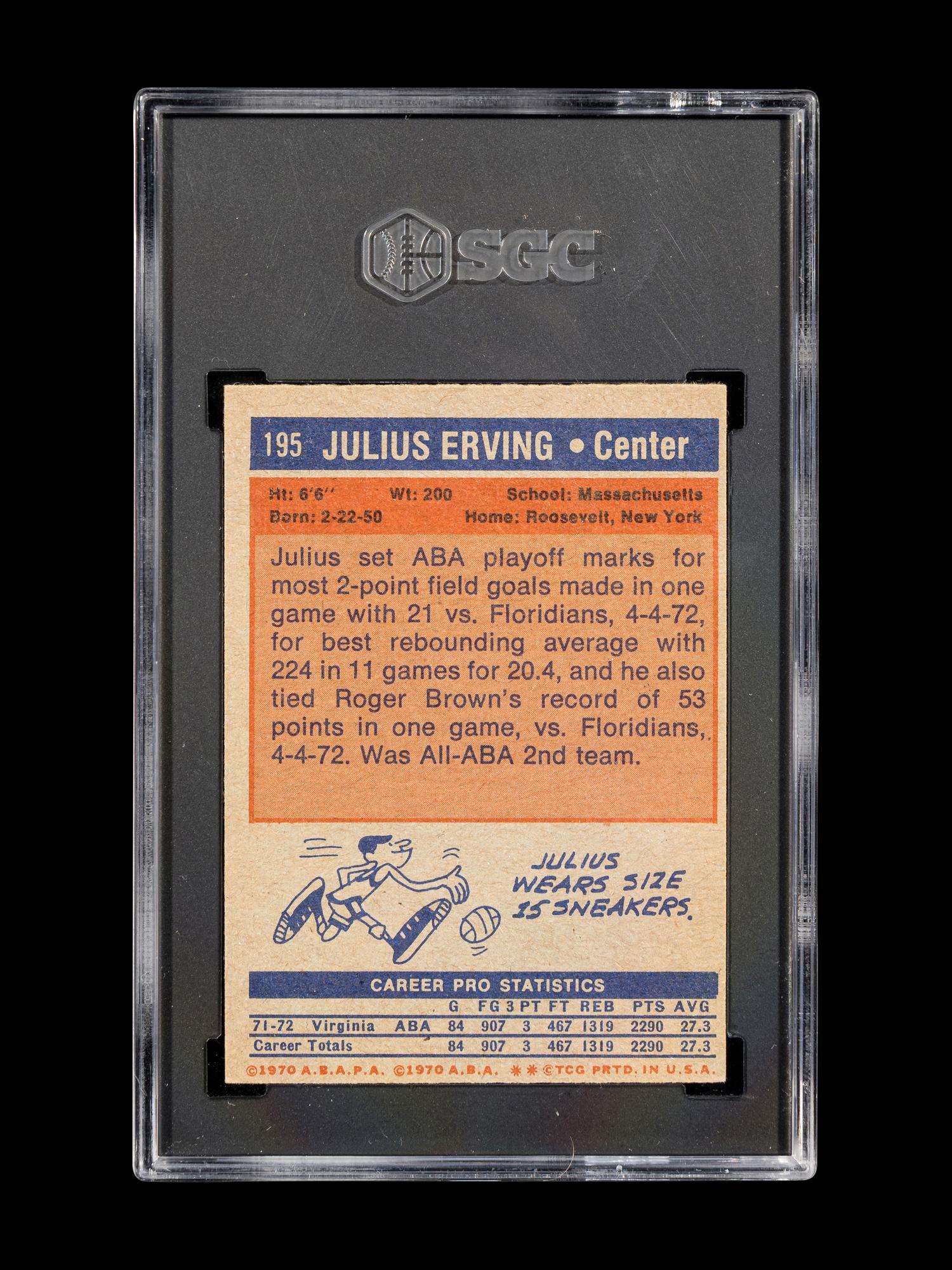 A 1972 Topps Julius Erving Rookie Basketball Card No. 195 (SGC 6.5 EX-NM+) and 1973 Topps All-Star Card No. 240 (SGC 6.5 EX-NM+)