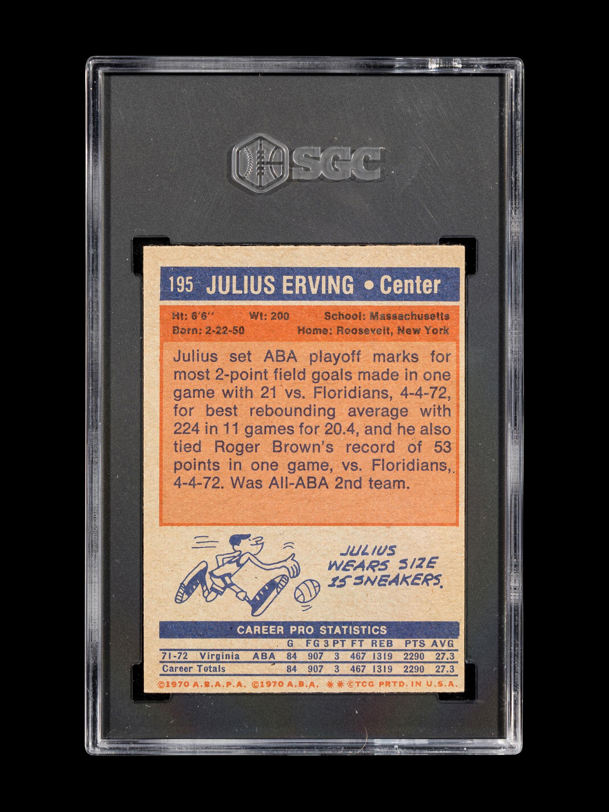 A 1972 Topps Julius Erving Rookie Basketball Card No. 195 (SGC 6.5 EX-NM+) and 1973 Topps All-Star Card No. 240 (SGC 6.5 EX-NM+)