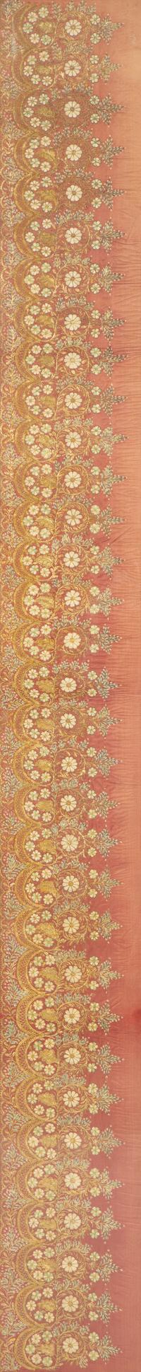 A Continental Embroidered Silk Panel in a Giltwood Frame