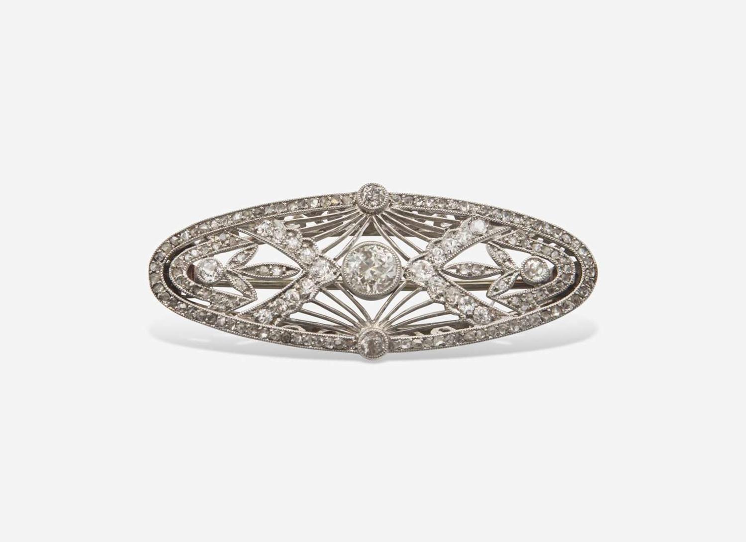 An Edwardian Diamond Brooch and Necklace