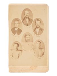 [OUTLAWS]. STIFF, C.W., photographer. Composite CDV of the Northfield Robbers. St. Paul, MN, n.d.