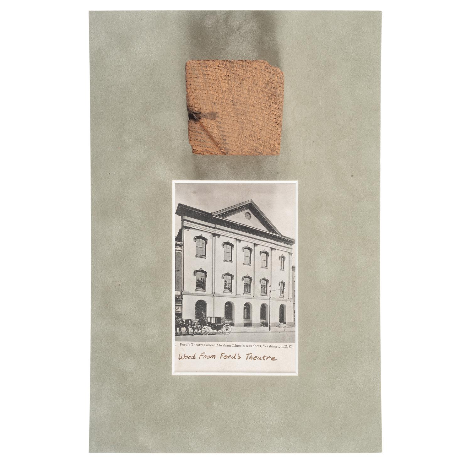 Ford's Theatre Relics, Incl. Wallpaper, Lace, and Wood from the Box Where Lincoln Sat When Assassinated
