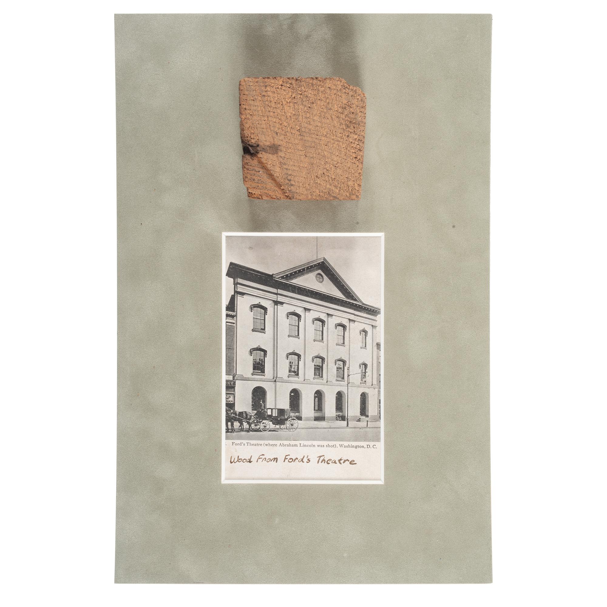 Ford's Theatre Relics, Incl. Wallpaper, Lace, and Wood from the Box Where Lincoln Sat When Assassinated