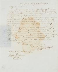 AUDUBON, John J. Autographed letter signed ("John J. Audubon"), to Charles C. Little, of Little & Brown Boston, New York, 1 Feb. 1841.