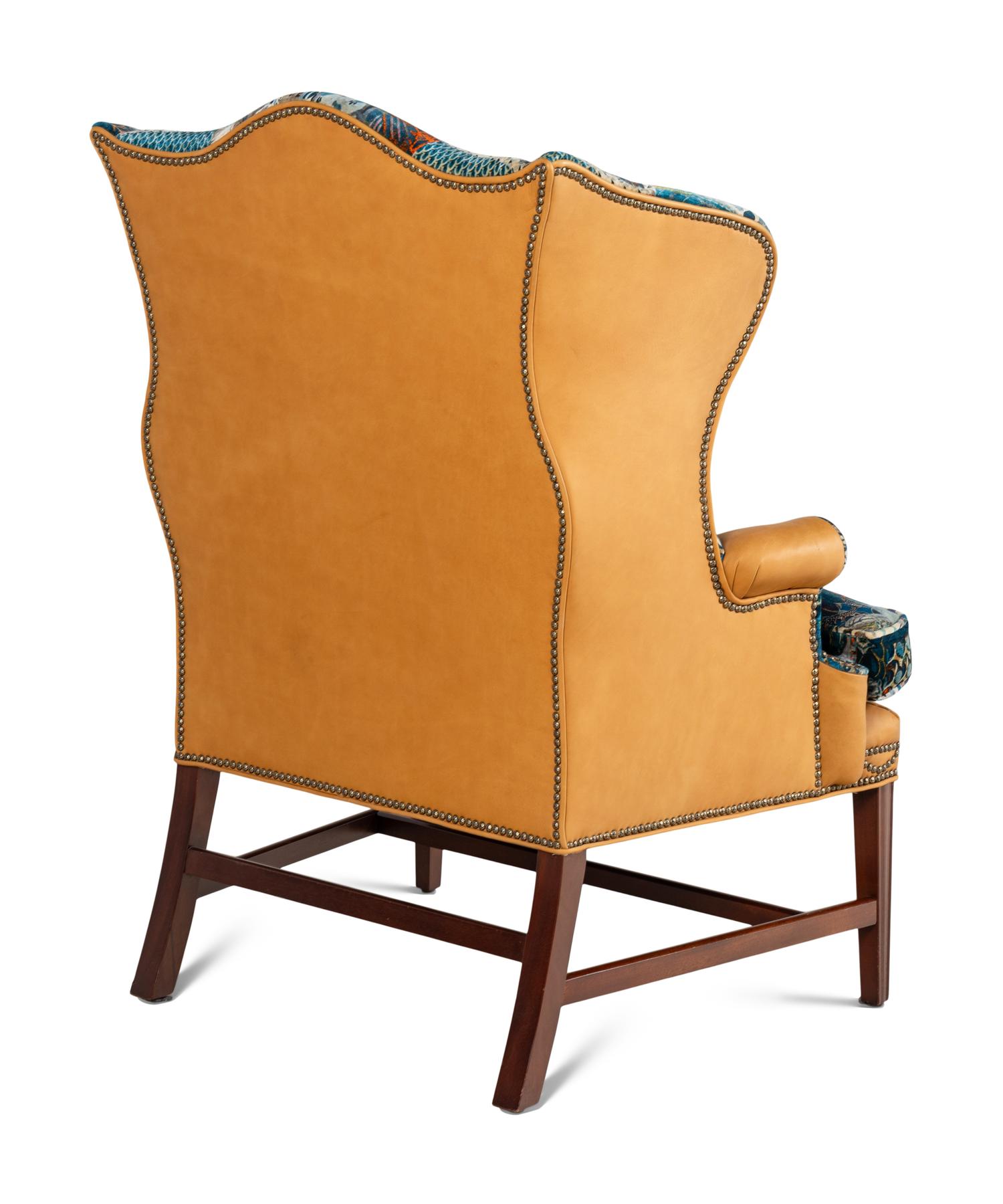 A Baker Upholstered Wingback Armchair