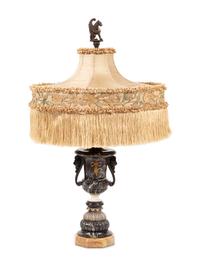 A Continental Gilt Bronze Mounted Marble Table Lamp