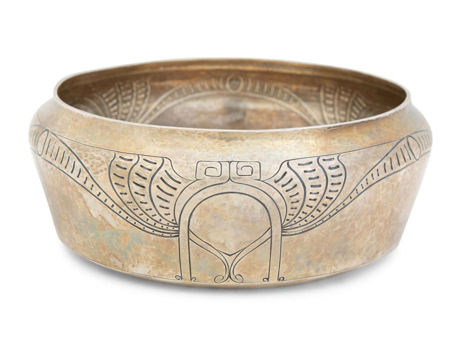 An American Silver and Silver Gilt Hand Hammered Bowl