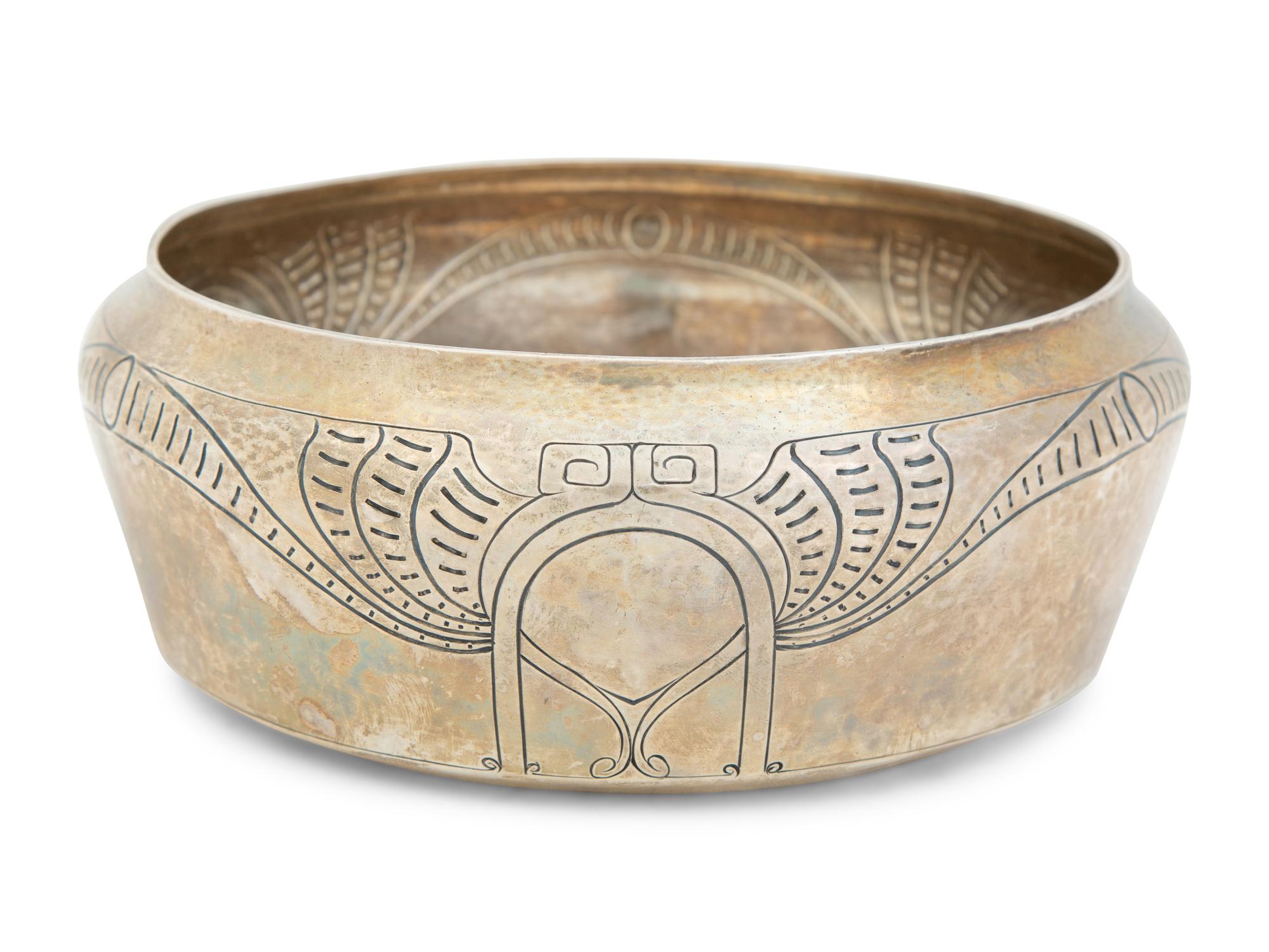 An American Silver and Silver Gilt Hand Hammered Bowl
