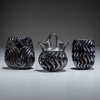 Blackware Ribbed Pottery