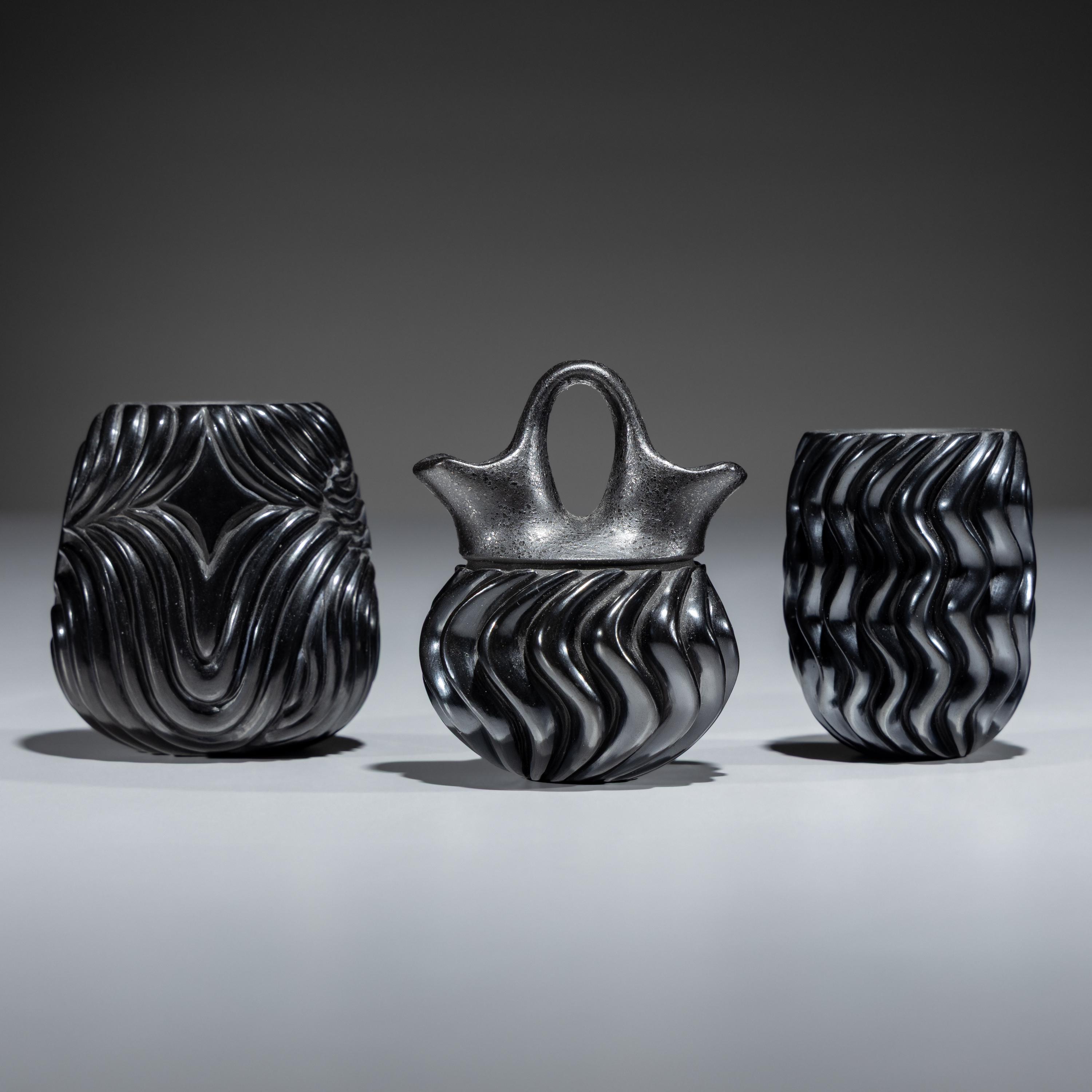 Blackware Ribbed Pottery