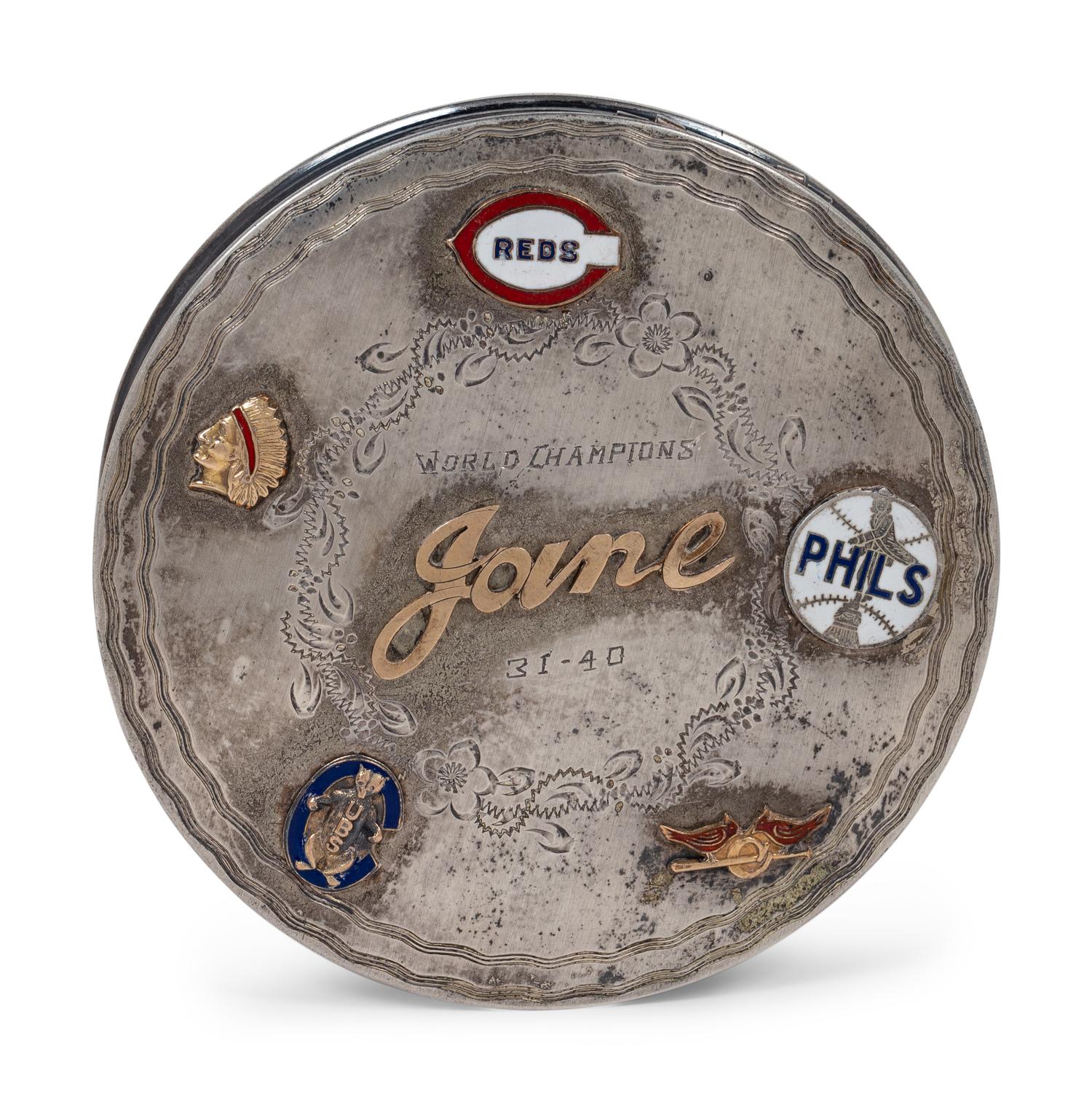 A Jimmie Wilson Baseball Career Achievement Sterling Silver Compact Presented to his Daughter Jane,